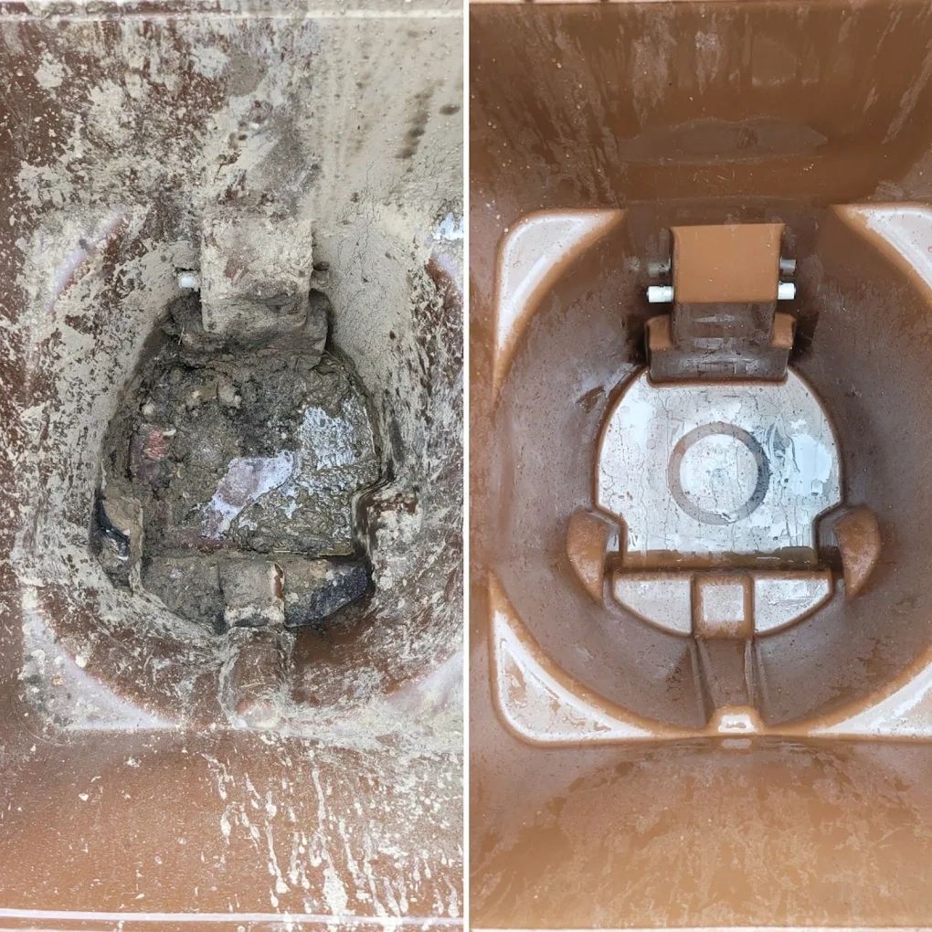 Before and after garbage can cleaning
